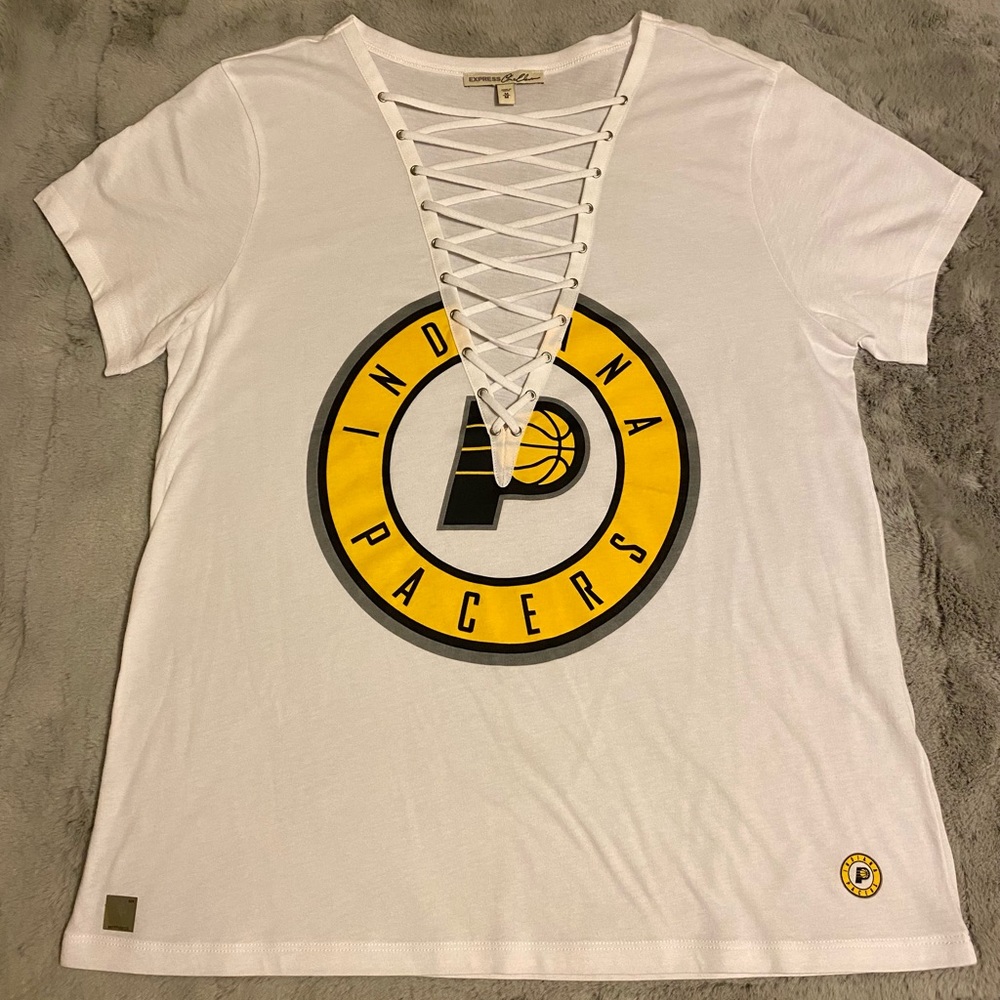 Express Women’s Medium Indiana Pacers Lace-Up Tee